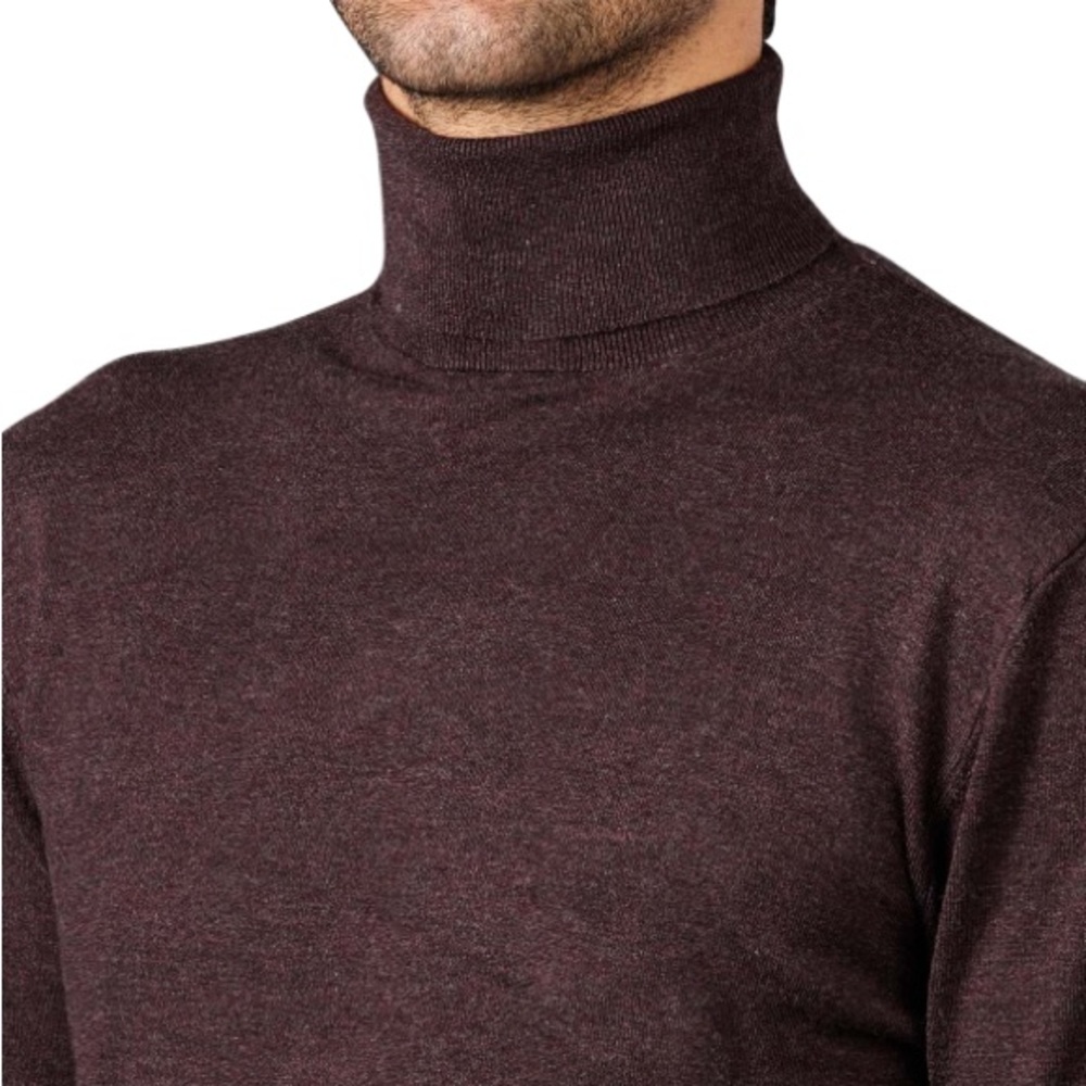 SCOTCH AND SODA Brown melange knit jumper turtleneck sweater